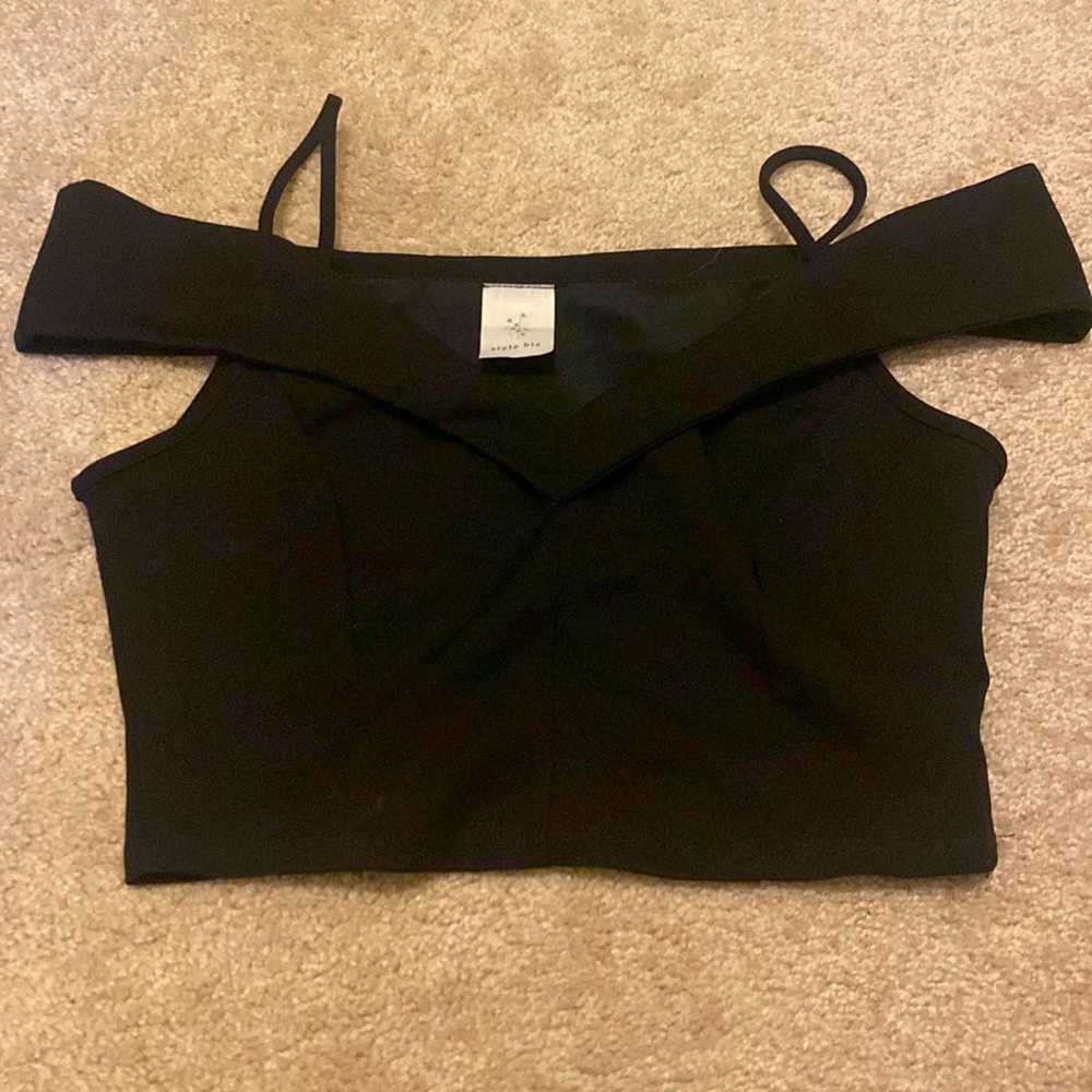 Black off the shoulder crop top